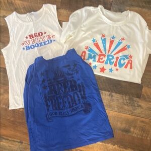 Patriotic Graphic Tank Tops - Red, White, Blue